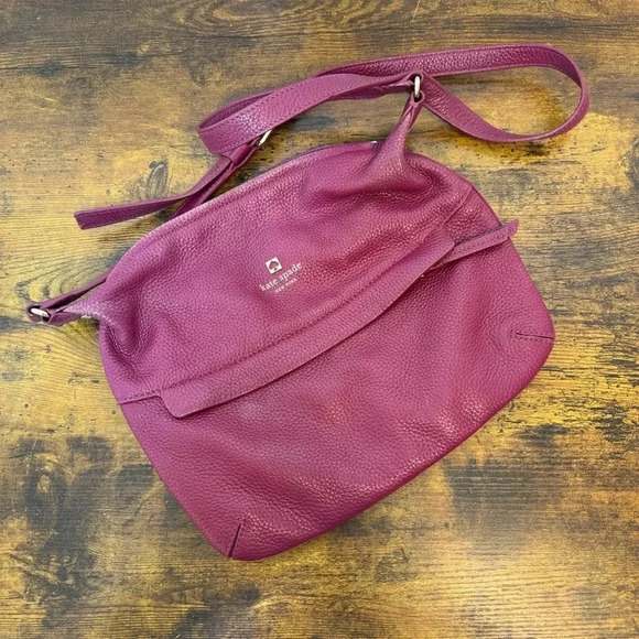 Kate Spade New York Grant Park Magenta Crossbody Satchel Leather Bag - Picture 1 of 12